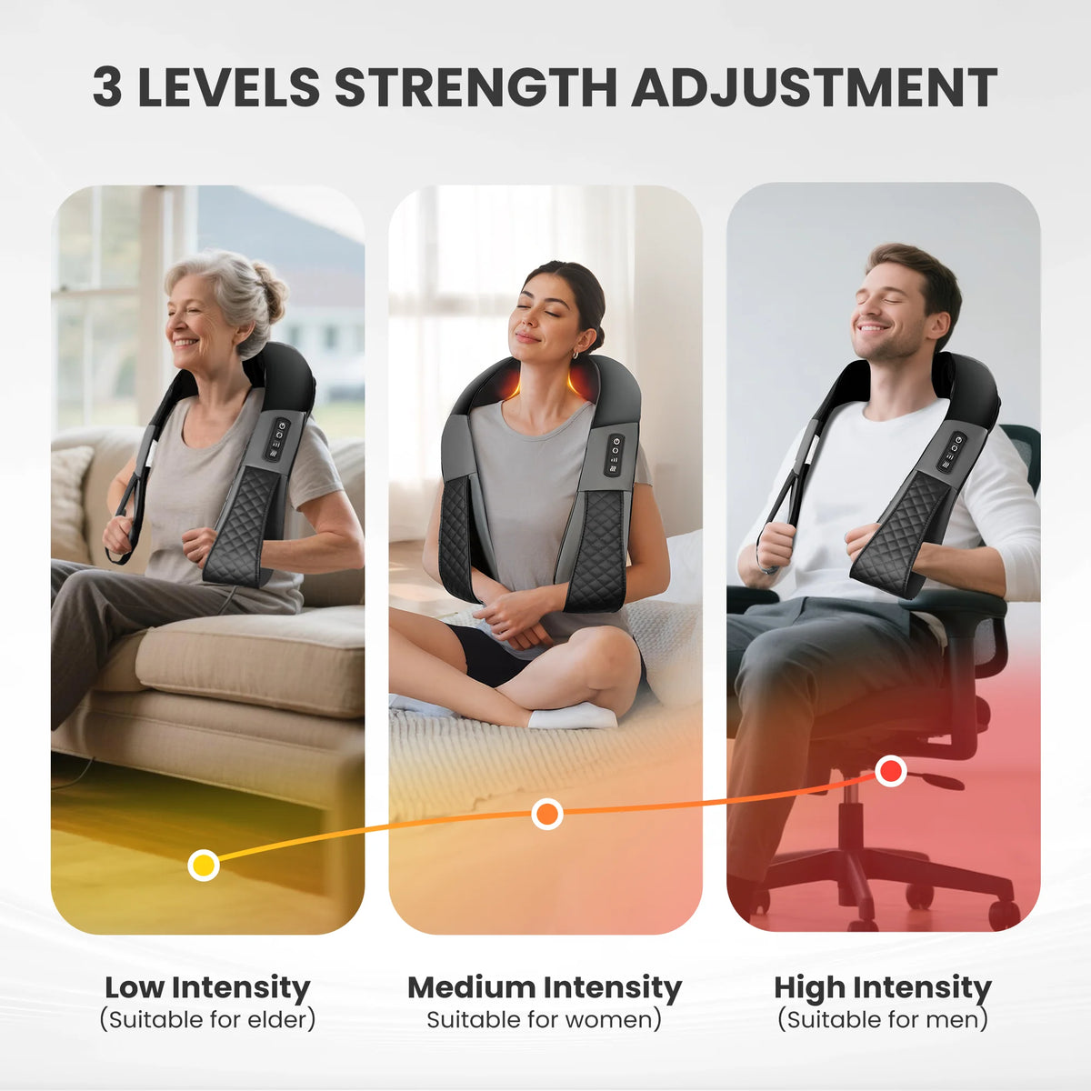 Cordless Neck Back Massager with Heat, 4D Shiatsu Shoulder Massager for Pain Relief, Rechargeable