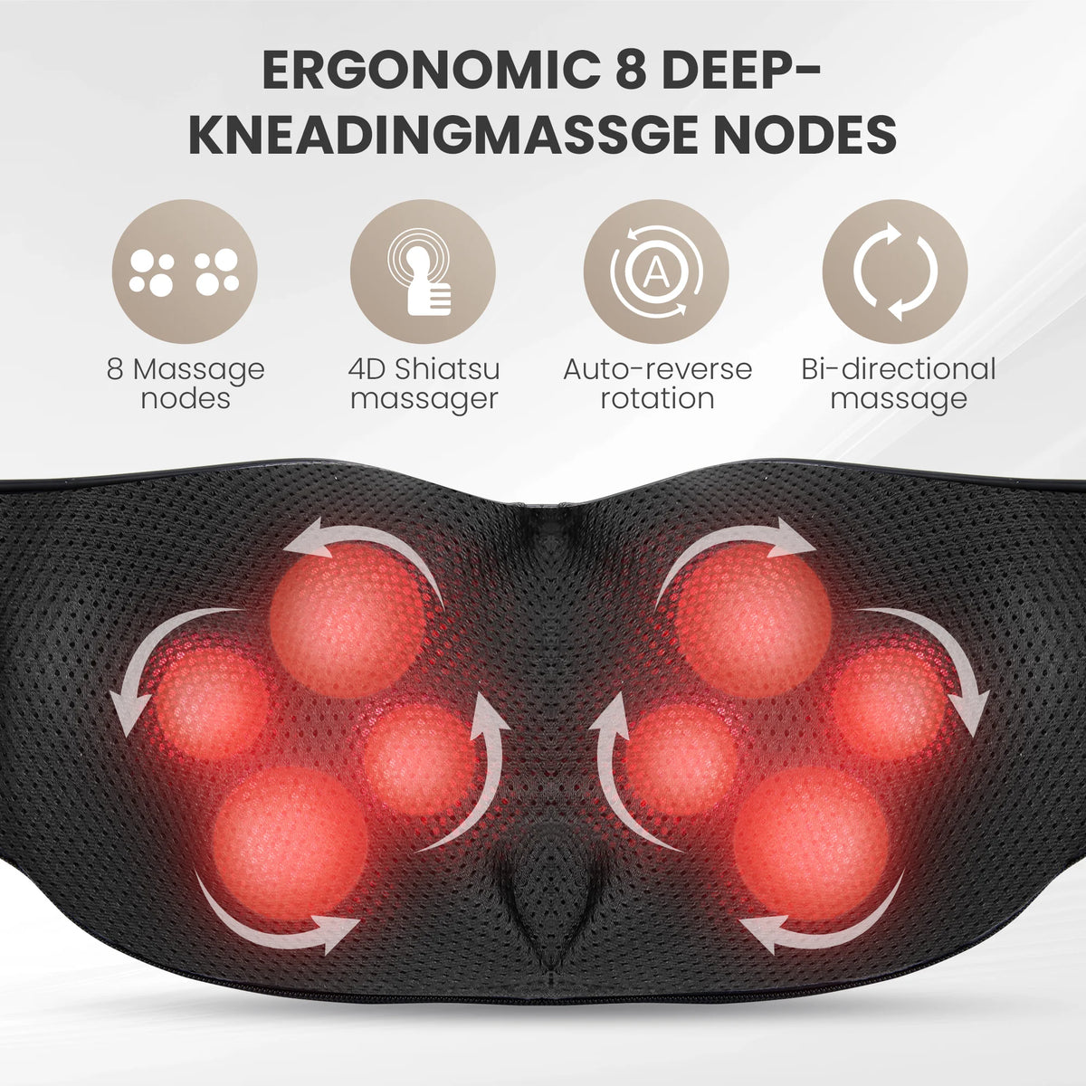 Cordless Neck Back Massager with Heat, 4D Shiatsu Shoulder Massager for Pain Relief, Rechargeable