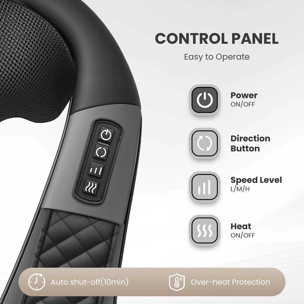 Cordless Neck Back Massager with Heat, 4D Shiatsu Shoulder Massager for Pain Relief, Rechargeable